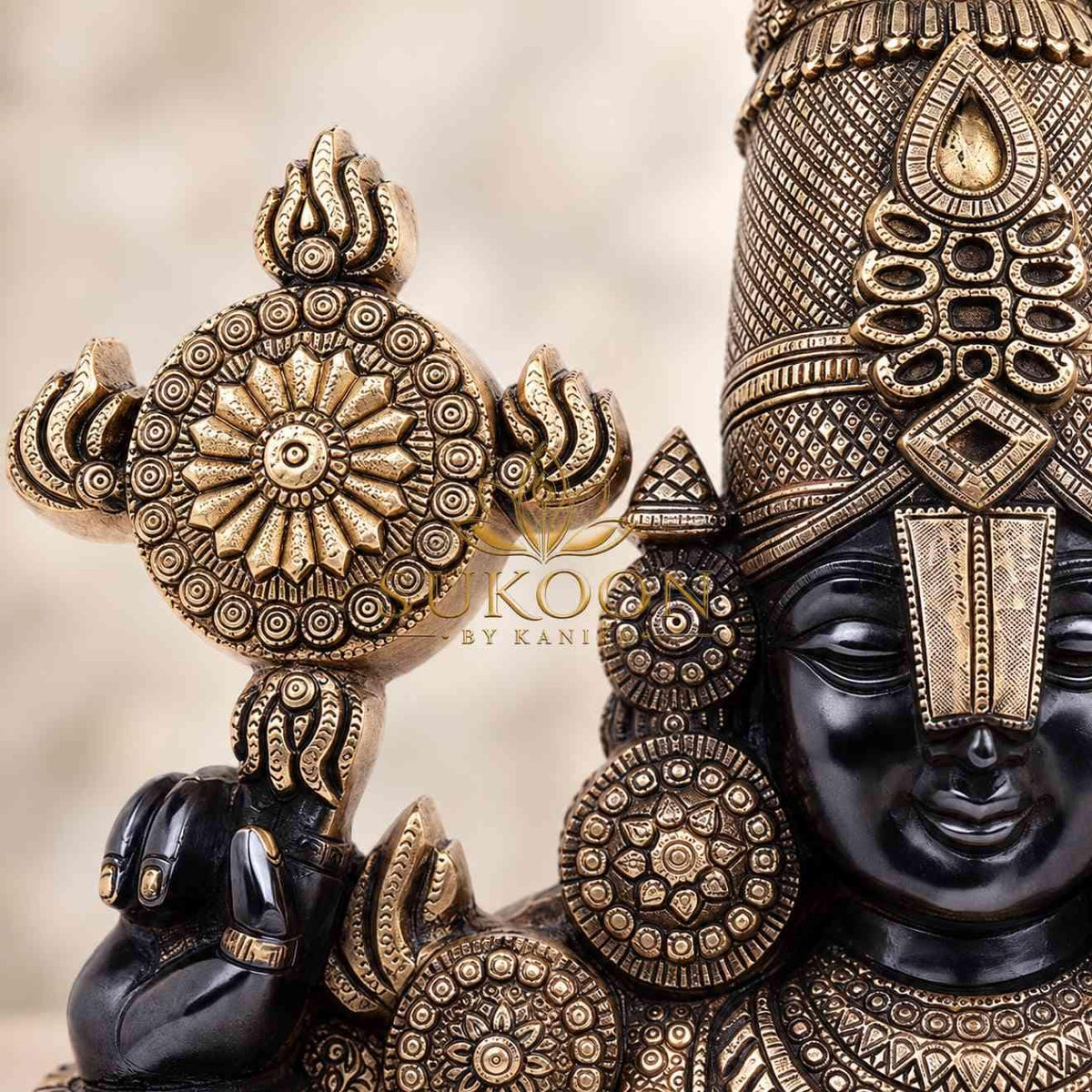 Lord Venkateswara Wall Hanging 20 Inch | Pure Brass Tirupati Balaji Wall Decor with Shankh Chakra | Antique Finish | Pooja Room, Entrance & Home Temple Decor | Housewarming & Diwali Gift