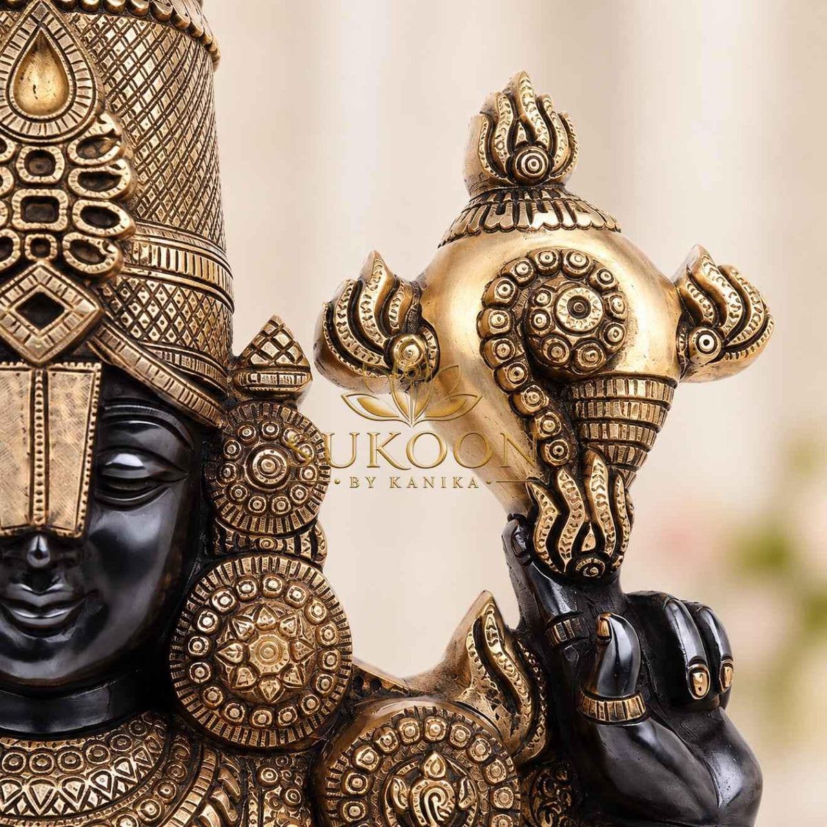 Lord Venkateswara Wall Hanging 20 Inch | Pure Brass Tirupati Balaji Wall Decor with Shankh Chakra | Antique Finish | Pooja Room, Entrance & Home Temple Decor | Housewarming & Diwali Gift