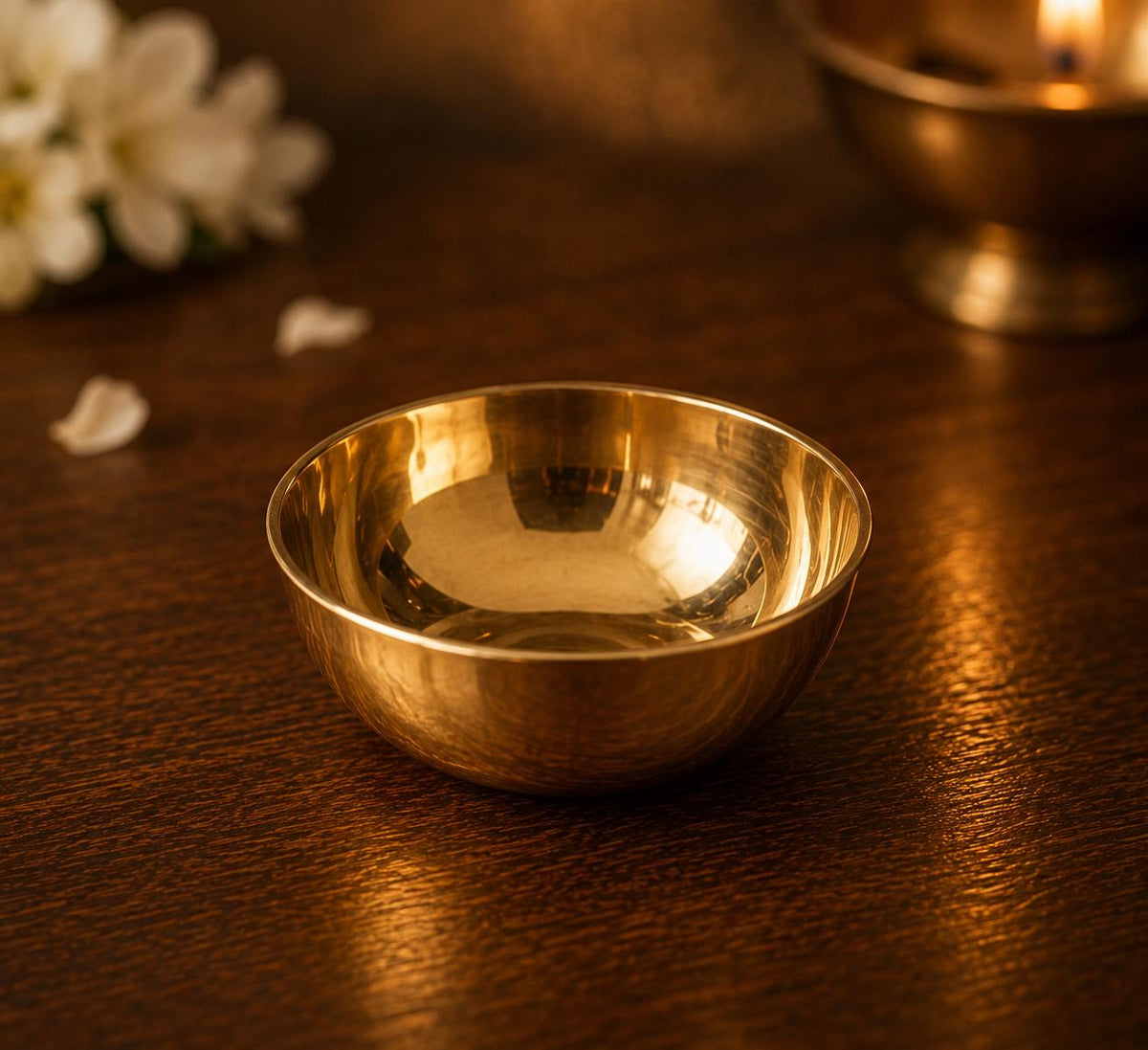Brass Engraved Pooja Thali 10 Inch, Handcrafted Rudraksha Aarti Puja Plate for Diwali & Na