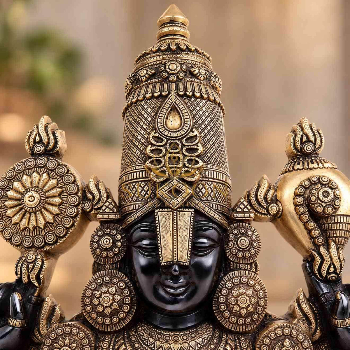 Lord Venkateswara Wall Hanging 20 Inch | Pure Brass Tirupati Balaji Wall Decor with Shankh Chakra | Antique Finish | Pooja Room, Entrance & Home Temple Decor | Housewarming & Diwali Gift