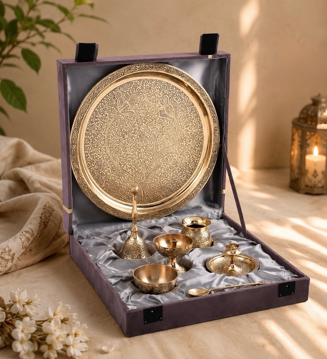Brass Pooja Thali 10 Inch 1