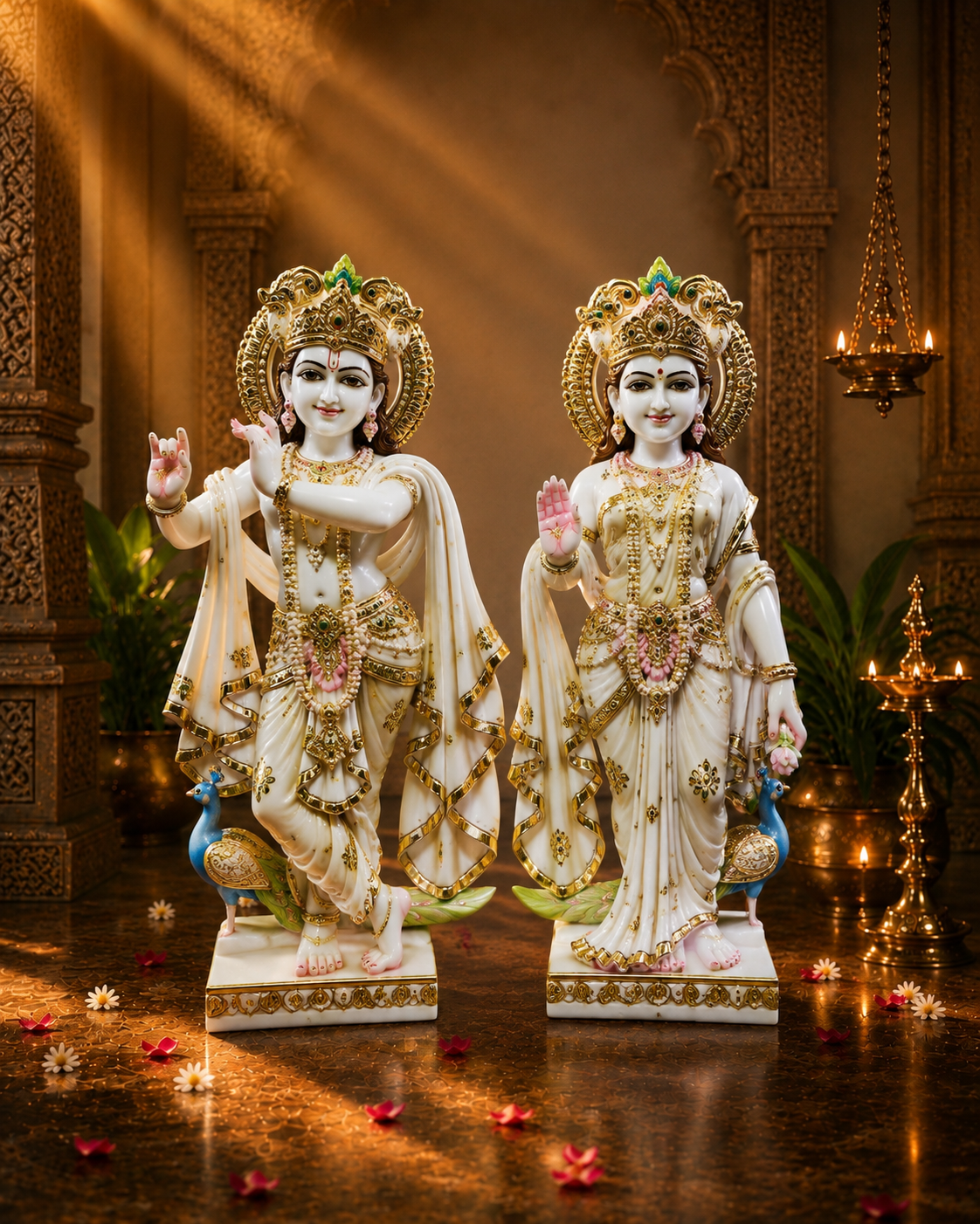 Pure Makrana Cultured Marble Radha Krishna Statue 2ft | Radha Krishna Idol | Janamasthmi Gift | Home Mandir Temple