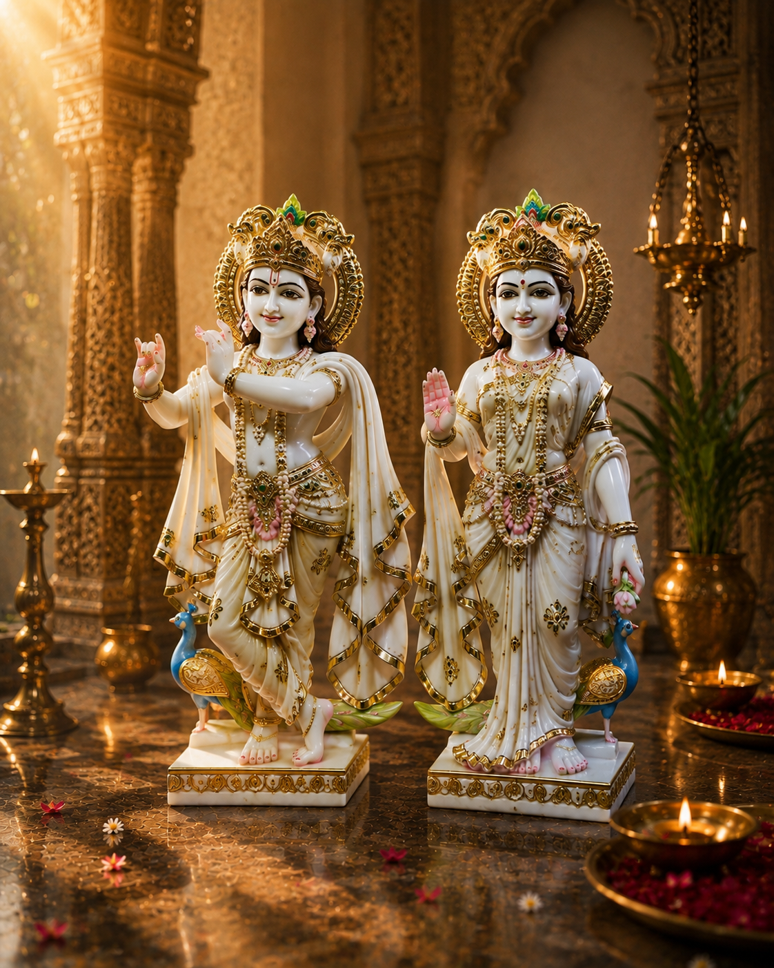 Pure Makrana Cultured Marble Radha Krishna Statue 2ft | Radha Krishna Idol | Janamasthmi Gift | Home Mandir Temple