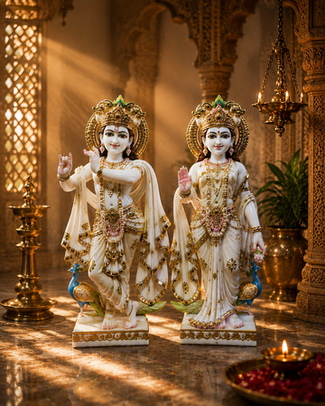 Pure Makrana Cultured Marble Radha Krishna Statue 2ft | Radha Krishna Idol | Janamasthmi Gift | Home Mandir Temple