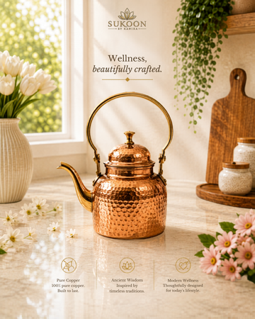 Hammered Solid Copper Tea Kettle – Handcrafted Stovetop Teapot (1.6 Qt)