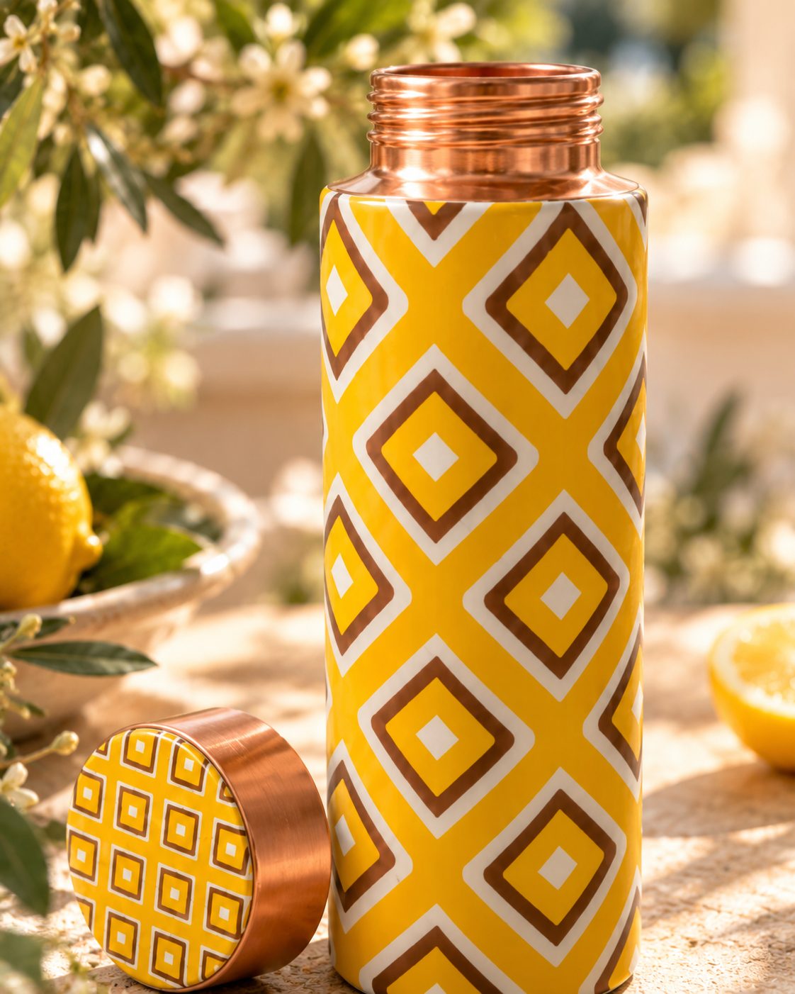 Sunlit Mosaic copper bottle - close-up detail