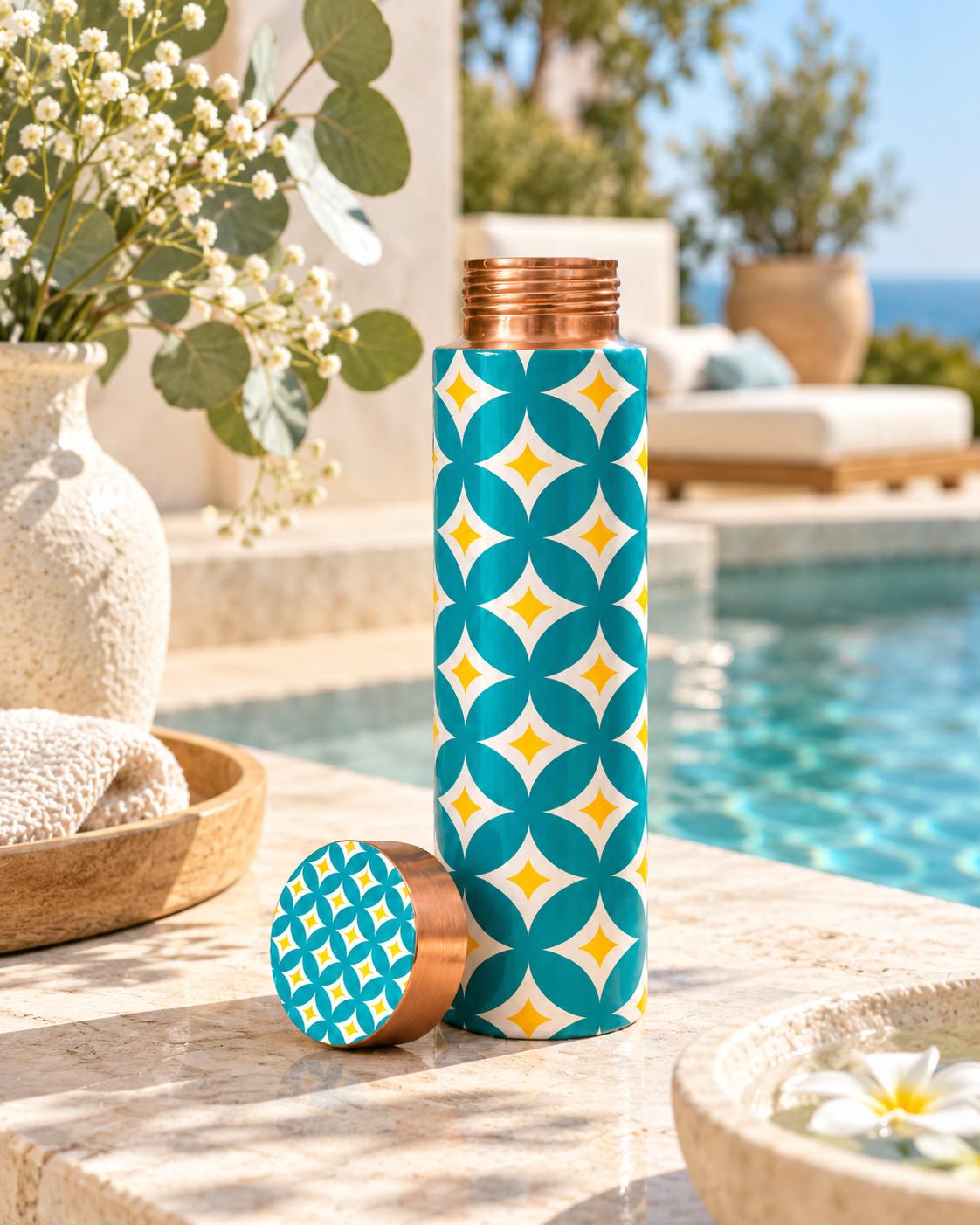 Turquoise Harmony copper bottle - hero lifestyle