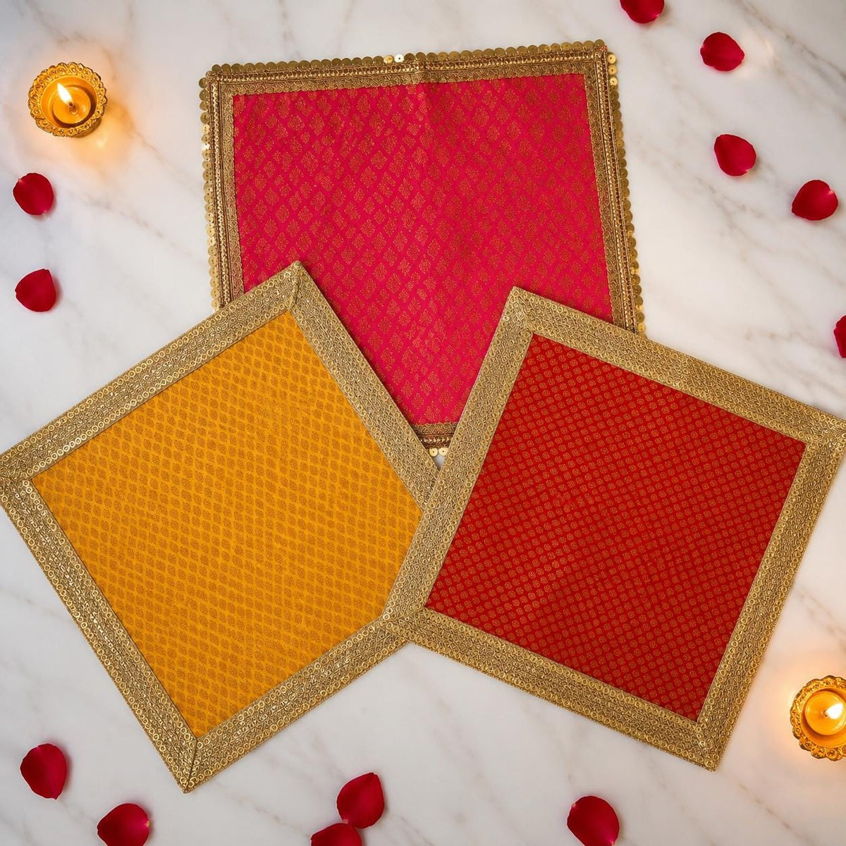 Pure Banarasi Fabric Pooja Aasan/Platter Mat