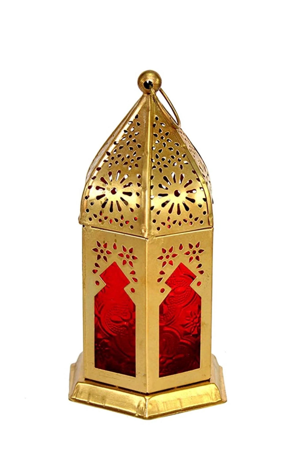 Tealight Lantern Moroccan Boho Chic Glass and Metal Tealight Tabletop Lantern Lamp with Pearl String Tea Light Candle Holder for Home Decor
