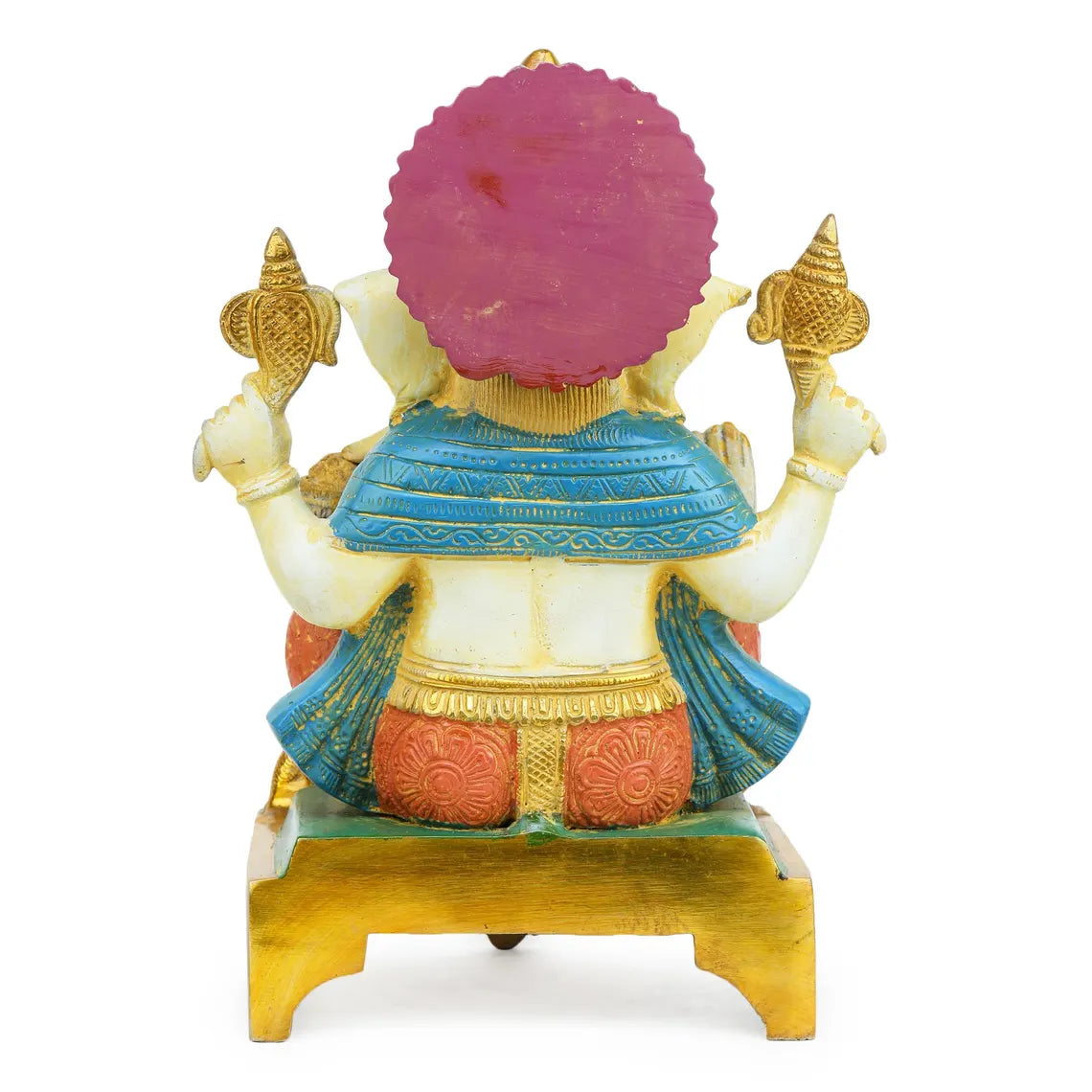 Brass Ganesha on Chowki 12 Inch 3