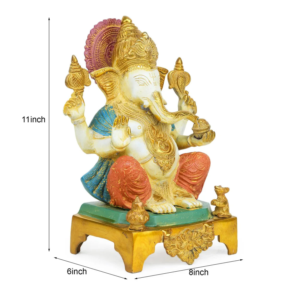 Brass Ganesha on Chowki 12 Inch 1