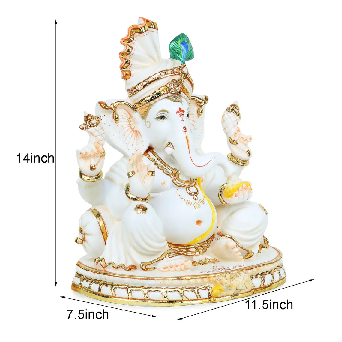 Pure Makrana Cultured Marble Ganesha 15 Inch 8