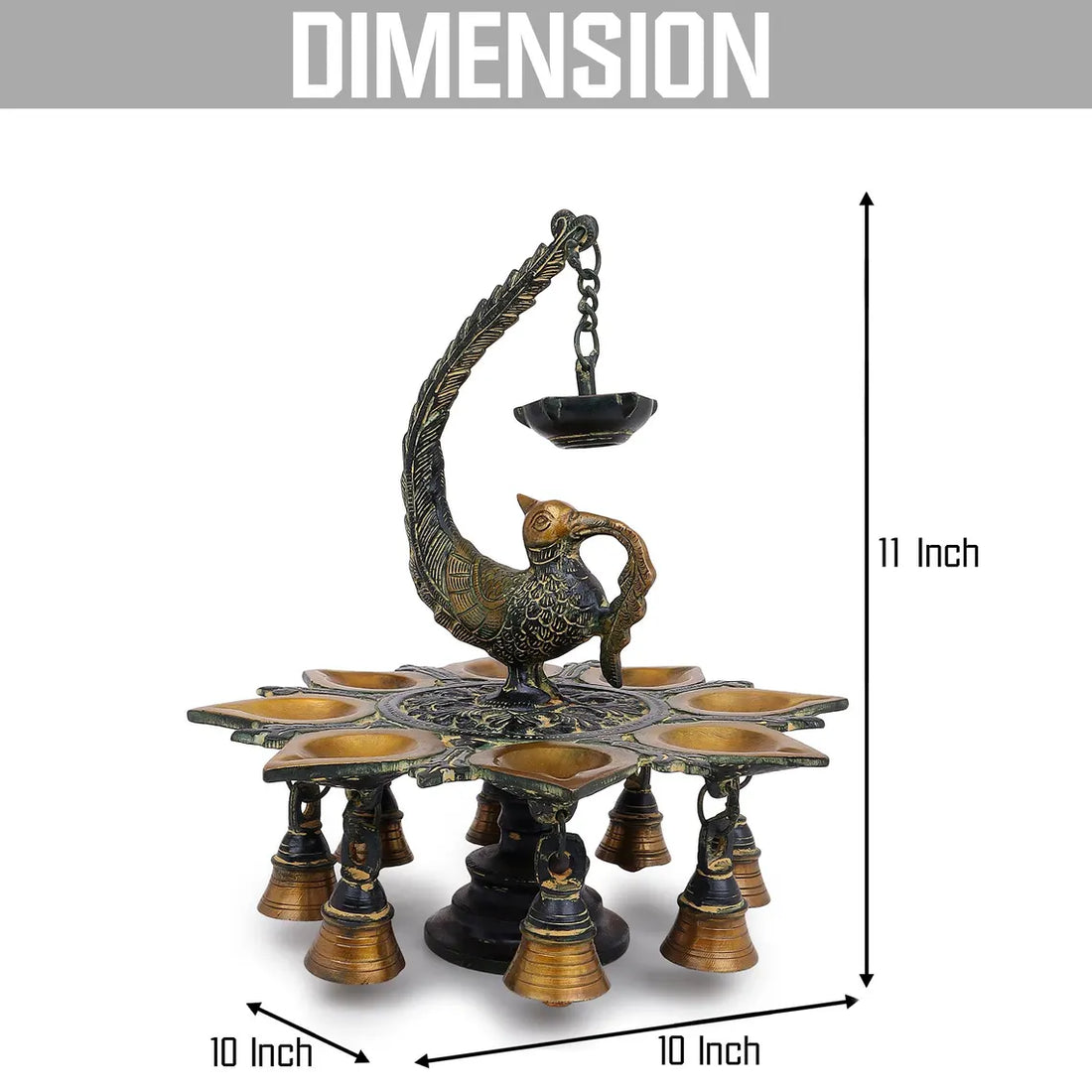 Brass Peacock Oil Lamp 11 Inch 1