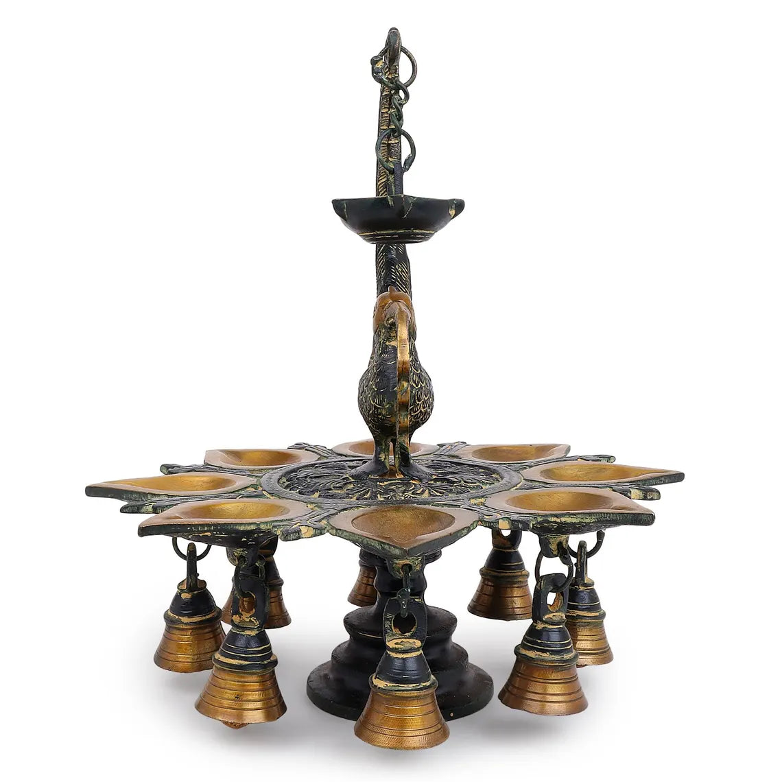 Brass Peacock Oil Lamp 11 Inch 8