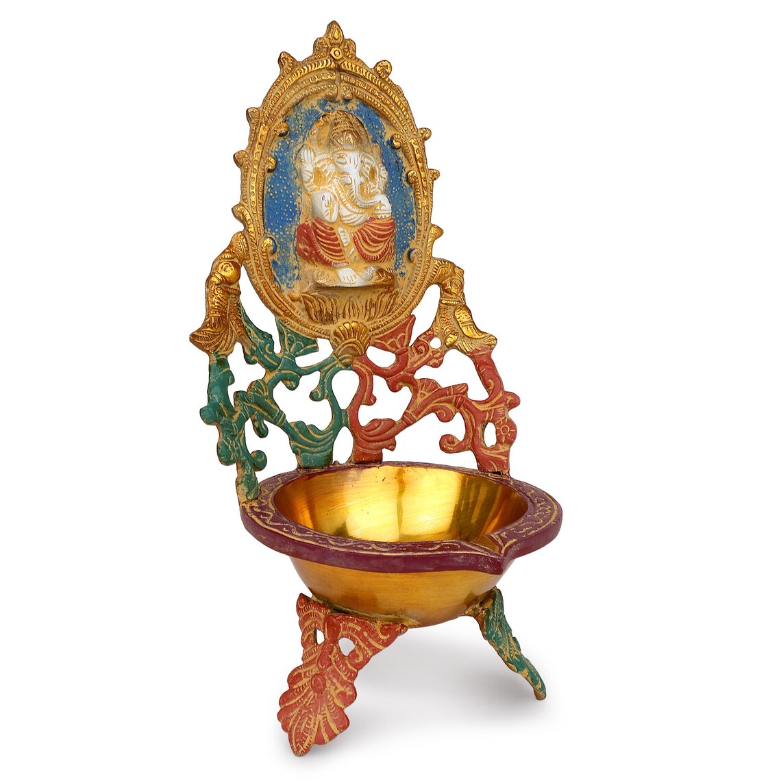 Brass Lakshmi Ganesha Urli 11 Inch 8