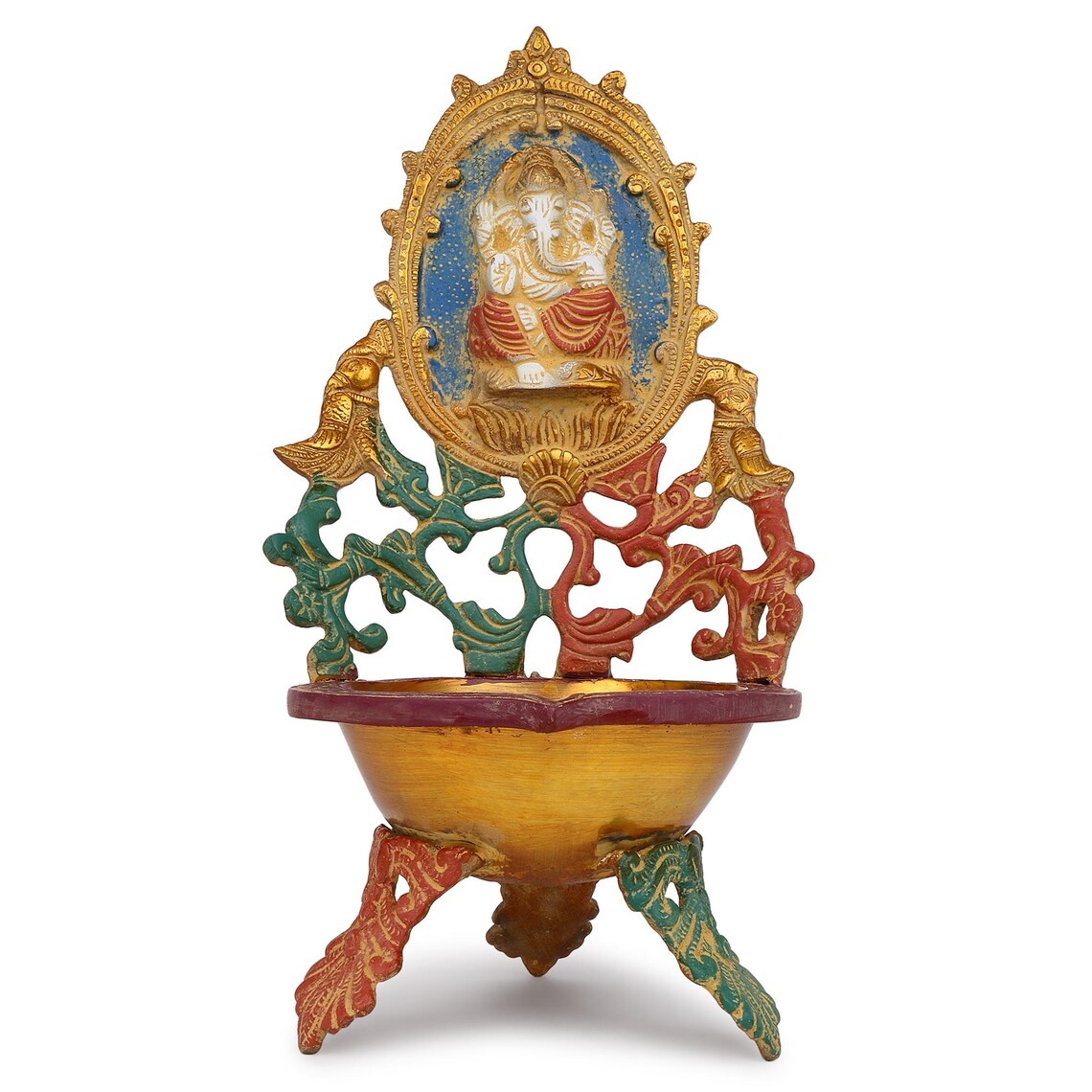Brass Lakshmi Ganesha Urli 11 Inch 7
