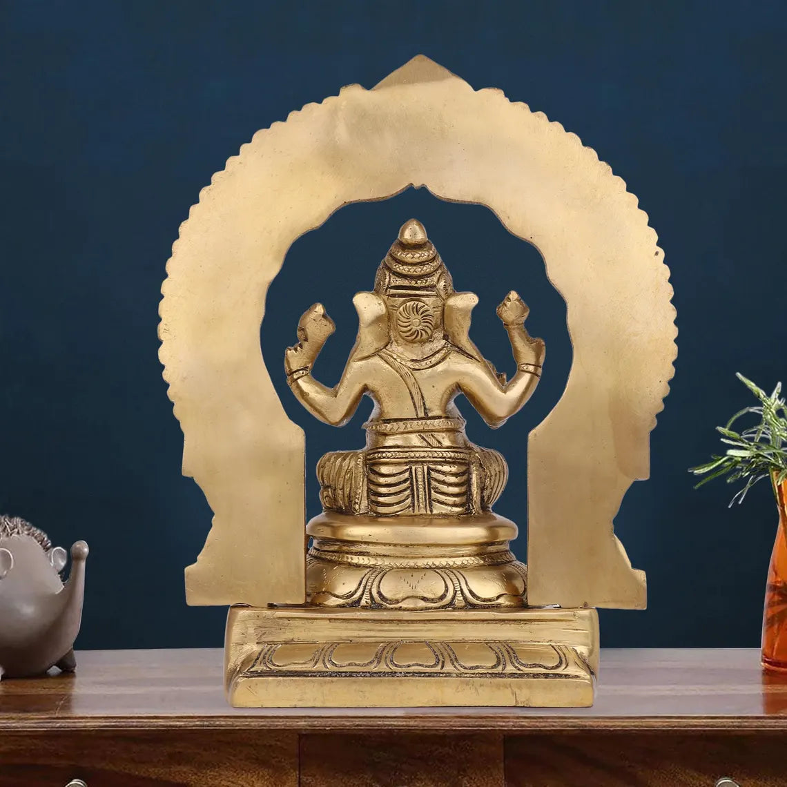 Brass Lakshmi Ganesha Statue Set 9 Inch 9