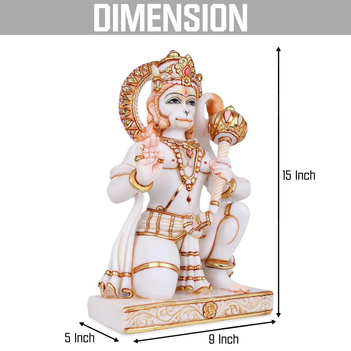 Pure Makrana Cultured Marble Hanuman 15 Inch 4