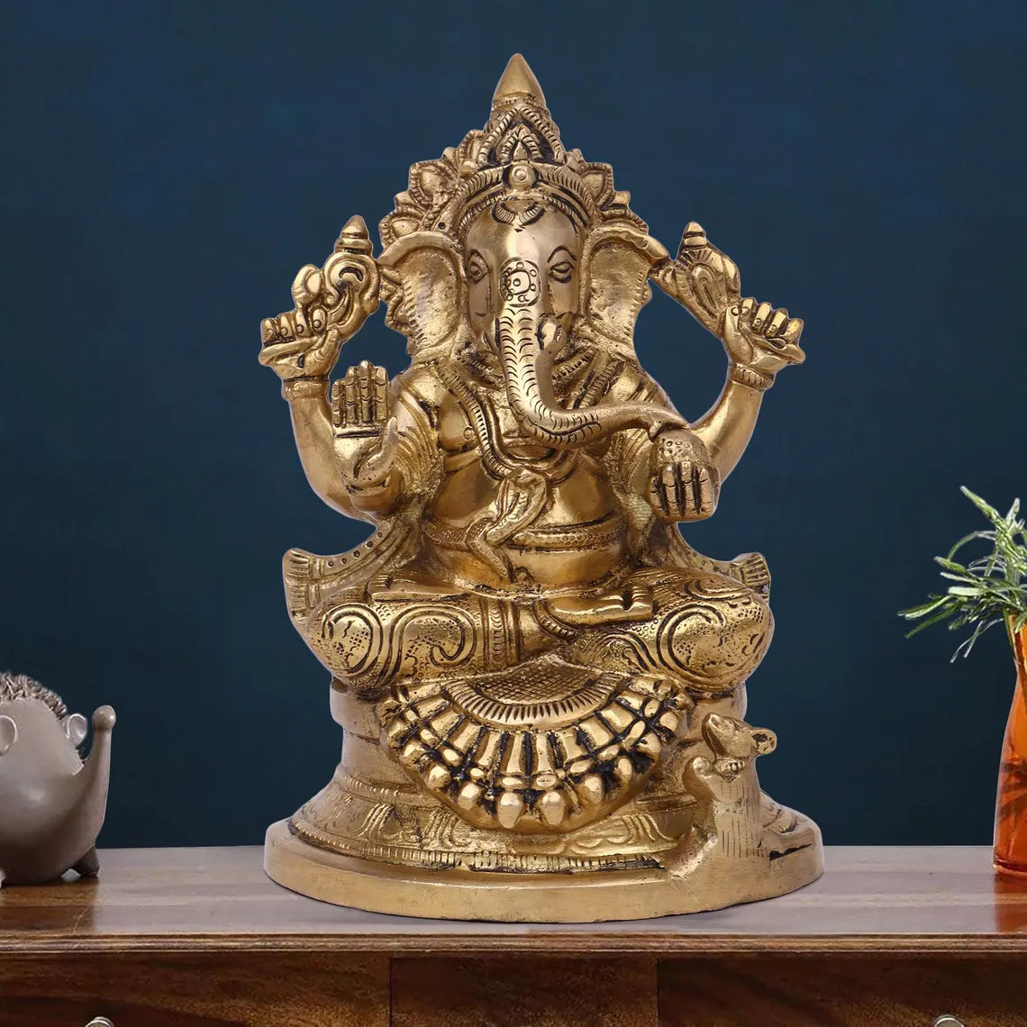Brass Ganesha Plain 8.5 Inch 1