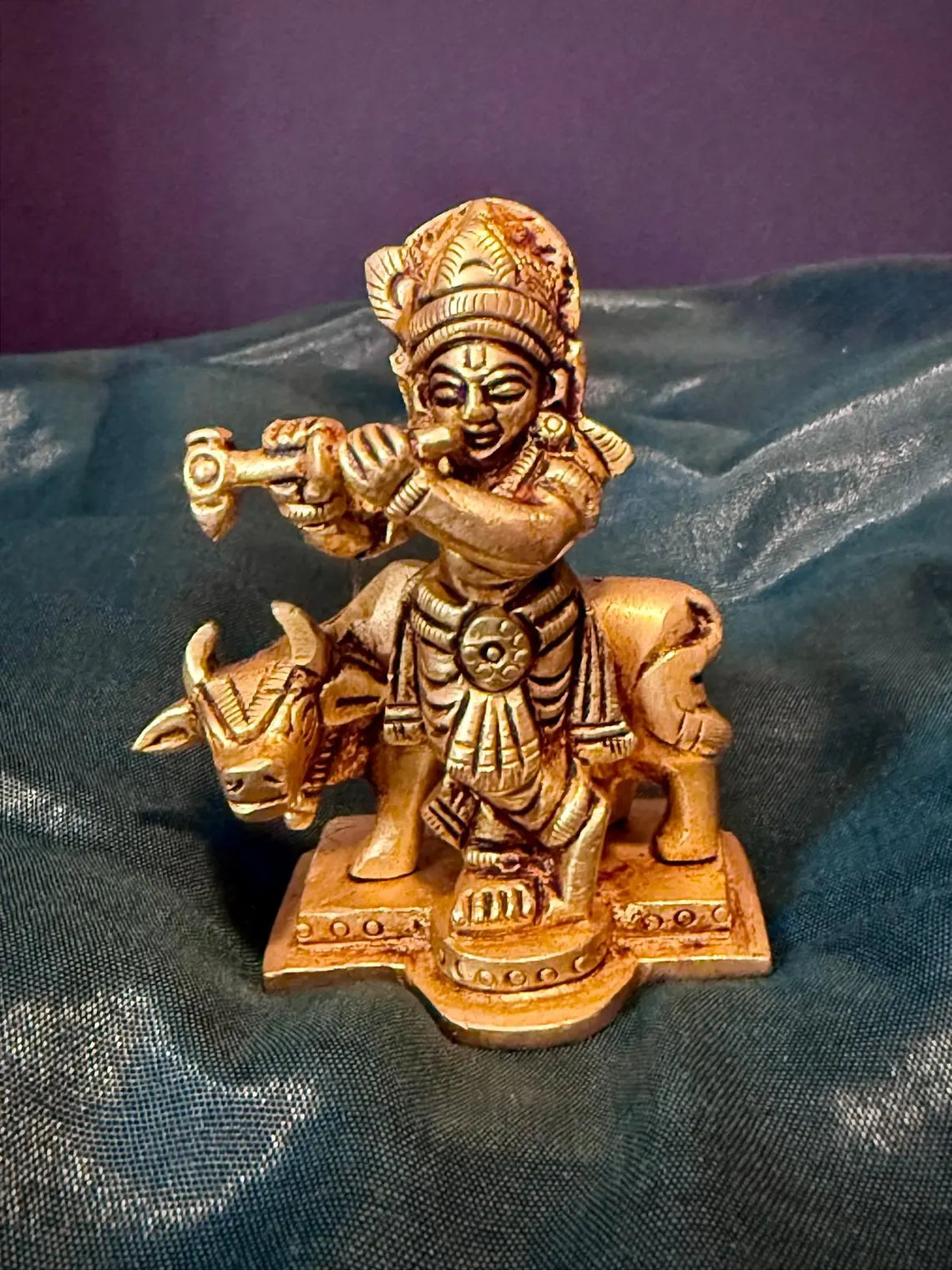 Brass Hindu God Goddess Statues Set Mataji Ganesha Sai Baba Krishna Durga 5-7 Inch 6
