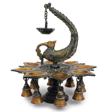 Brass Peacock Oil Lamp 11 Inch 1