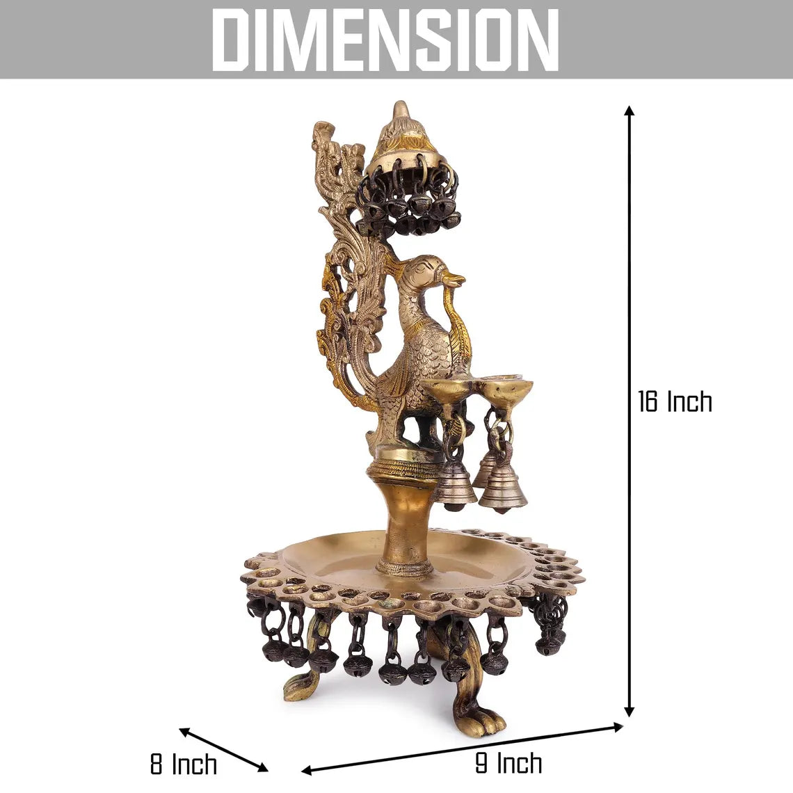 Brass Peacock Urli Oil Lamp Bells Ghungroo 3