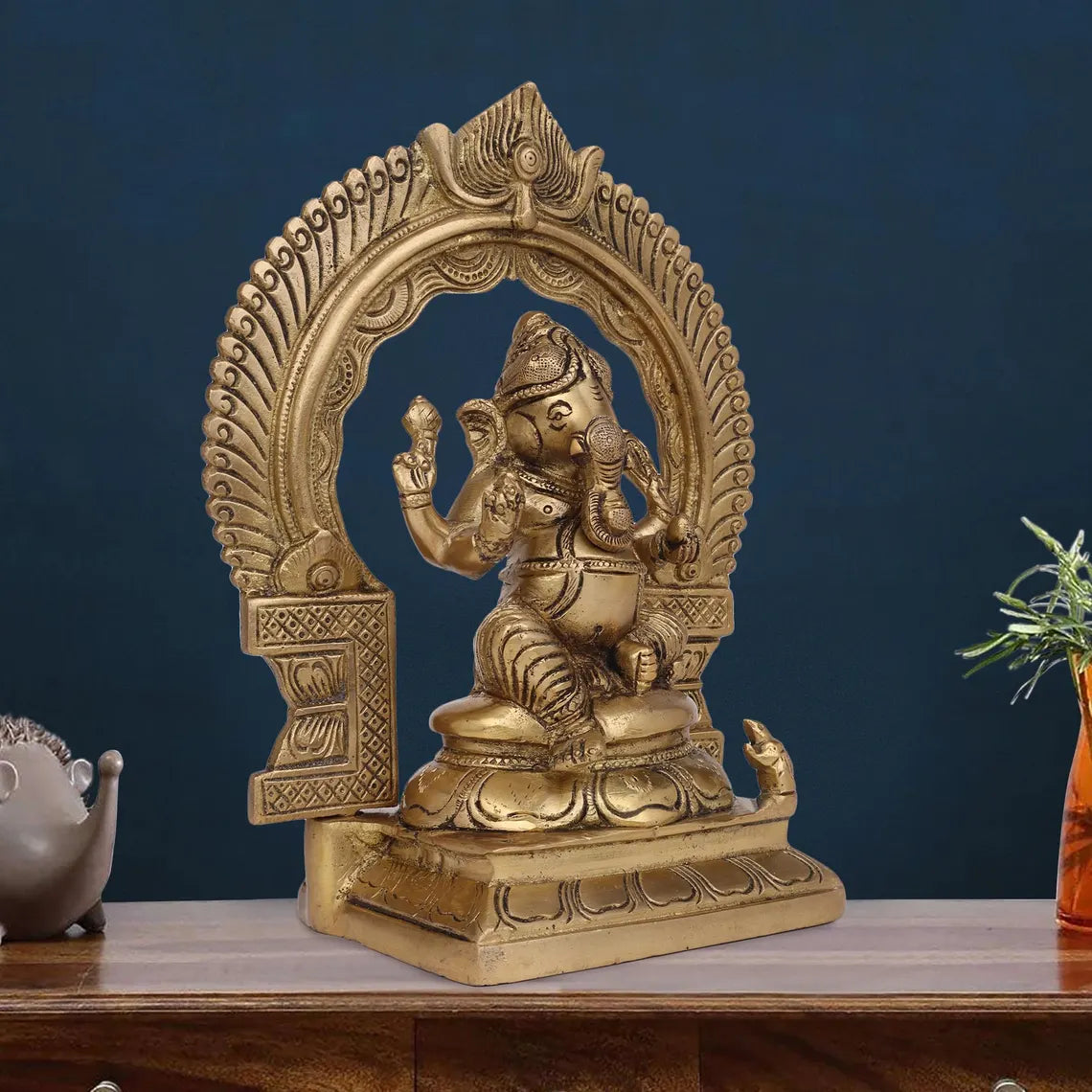 Brass Ganesha With Ring 9 Inch 2