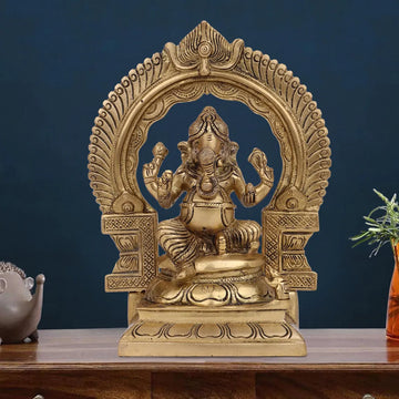 Brass Ganesha With Ring 9 Inch 1