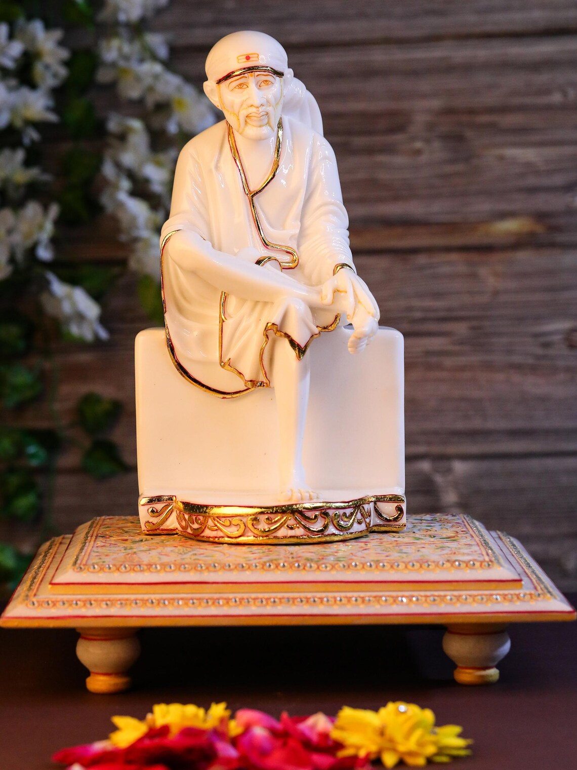 Pure Makrana Cultured Marble Sai Baba Statue 4
