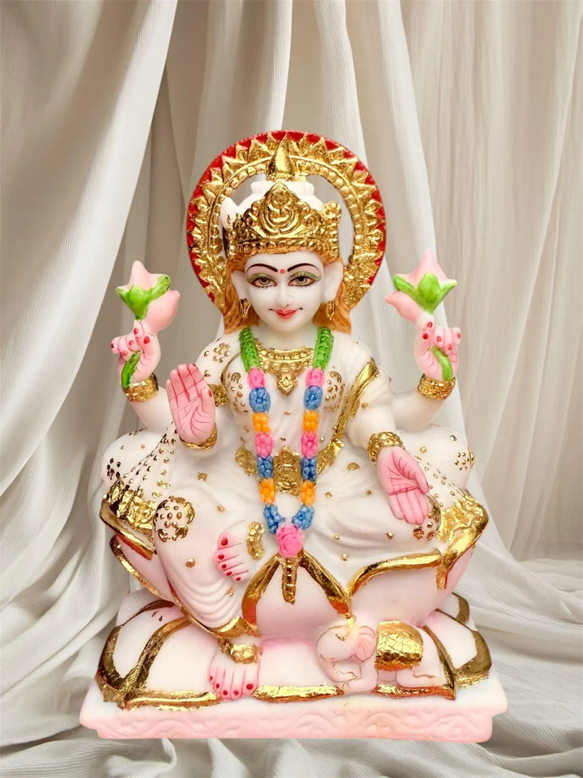 Pure Makrana Cultured Marble Ganesha Lakshmi 5 Inch 2