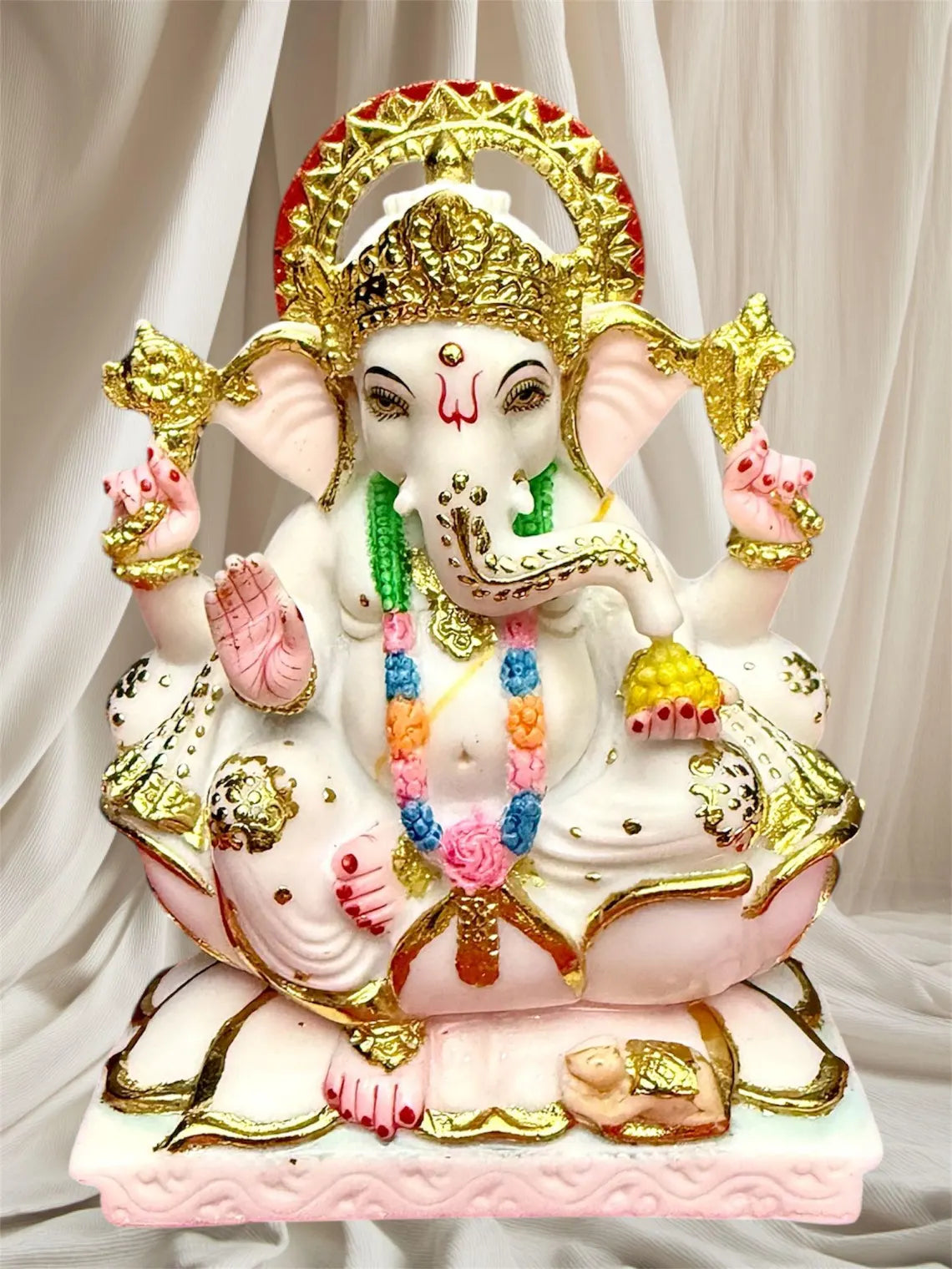 Pure Makrana Cultured Marble Ganesha Lakshmi 5 Inch 3