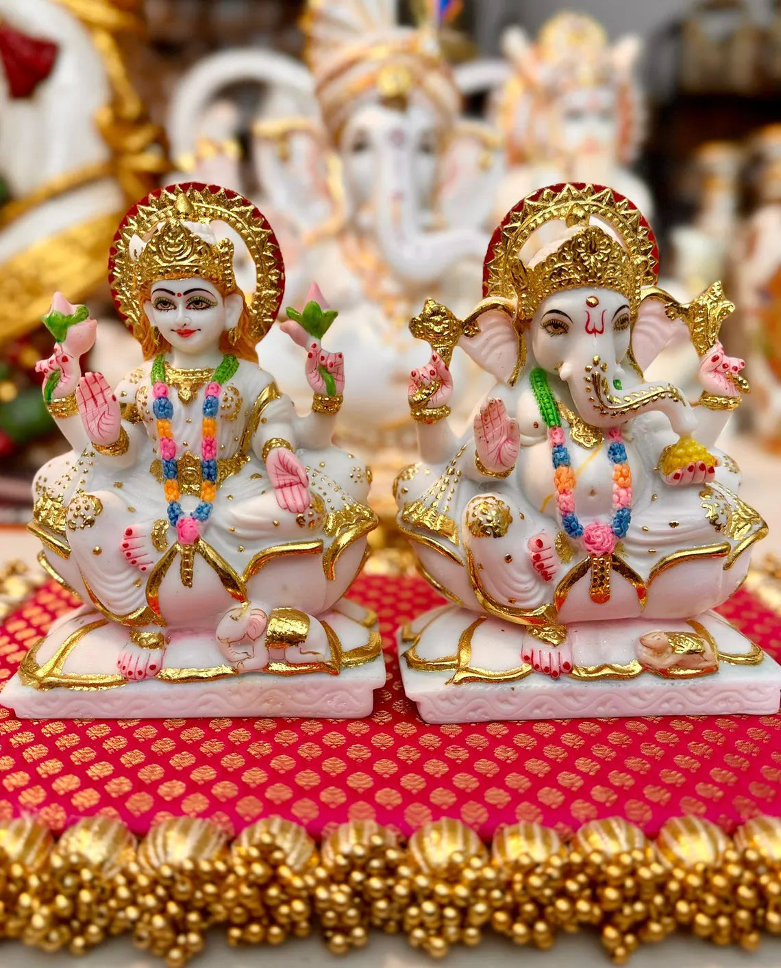 Pure Makrana Cultured Marble Ganesha Lakshmi 5 Inch 4