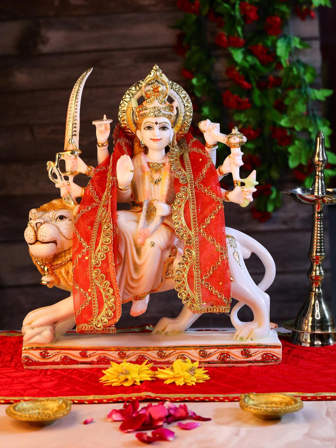Pure Makrana Cultured Marble Durga Statue 4