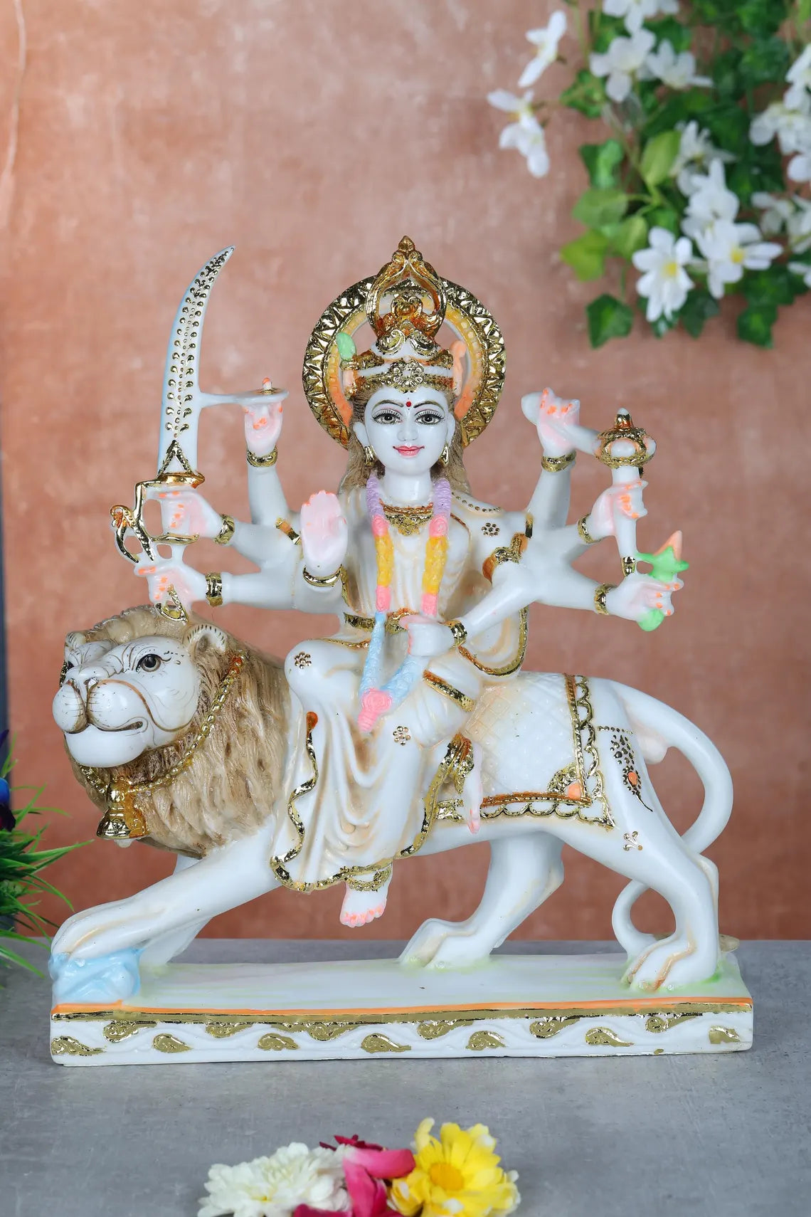 Pure Makrana Cultured Marble Durga 15 Inch 4