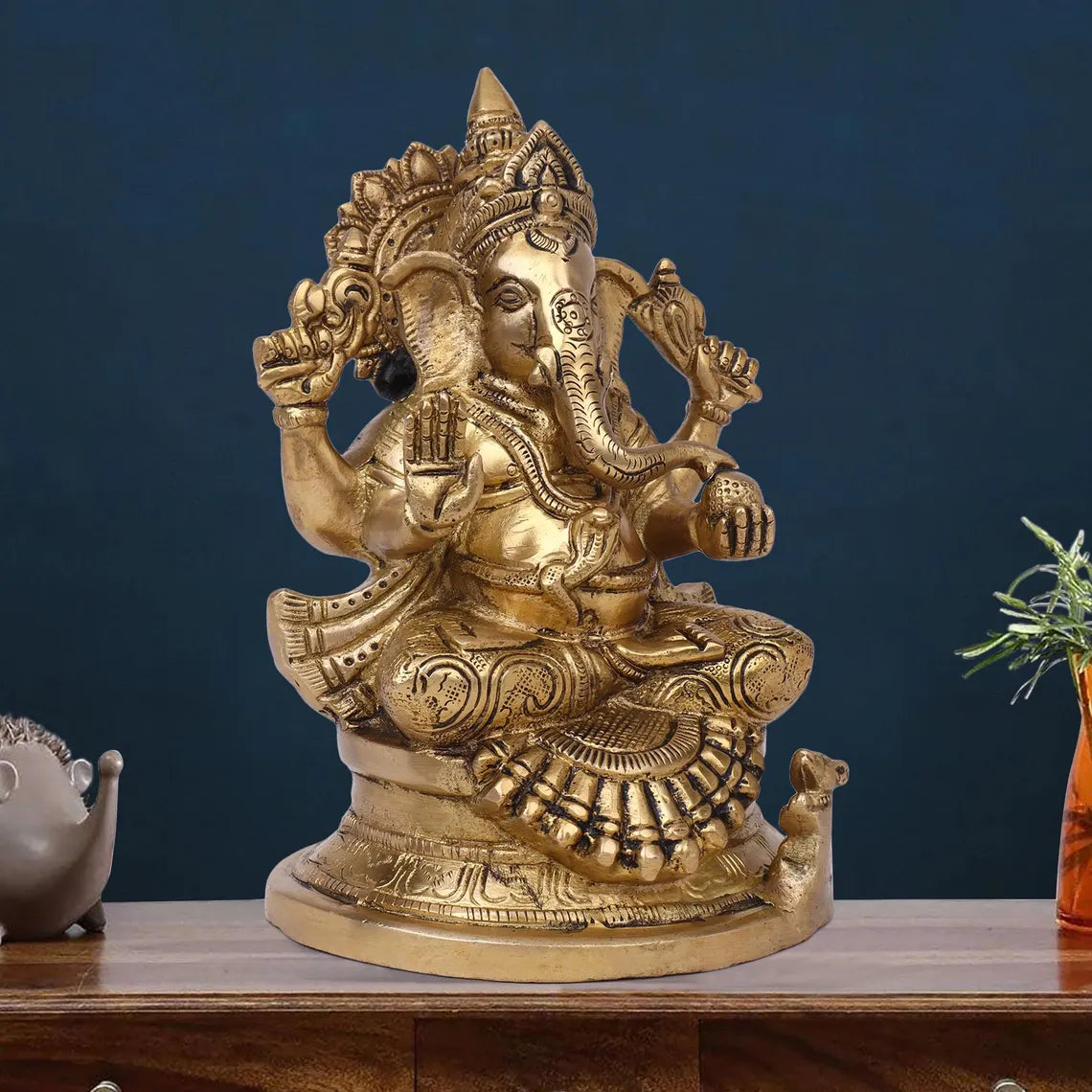 Brass Ganesha 8.5 Inch 3