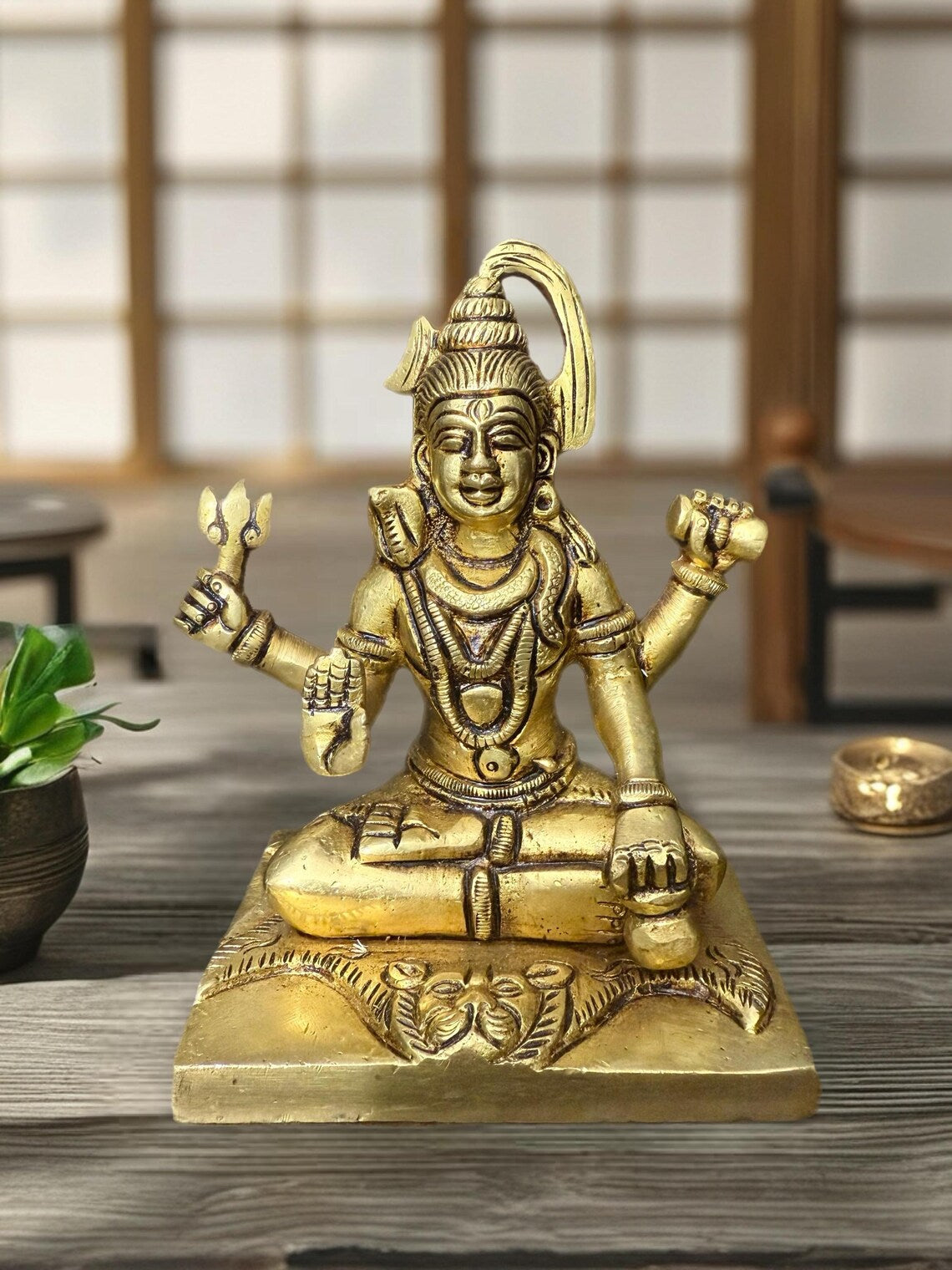 Brass Hindu God Goddess Statues Set Shiv Parivar Nataraj Radha Krishna Hanuman 5-7 Inch 3