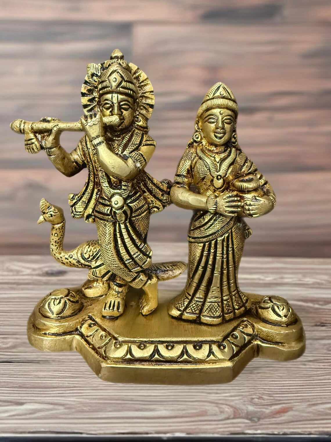 Brass Hindu God Goddess Statues Set Shiv Parivar Nataraj Radha Krishna Hanuman 5-7 Inch 4