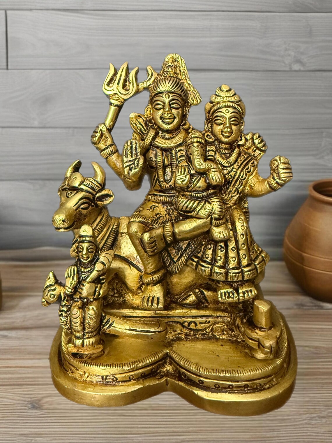 Brass Hindu God Goddess Statues Set Shiv Parivar Nataraj Radha Krishna Hanuman 5-7 Inch 9
