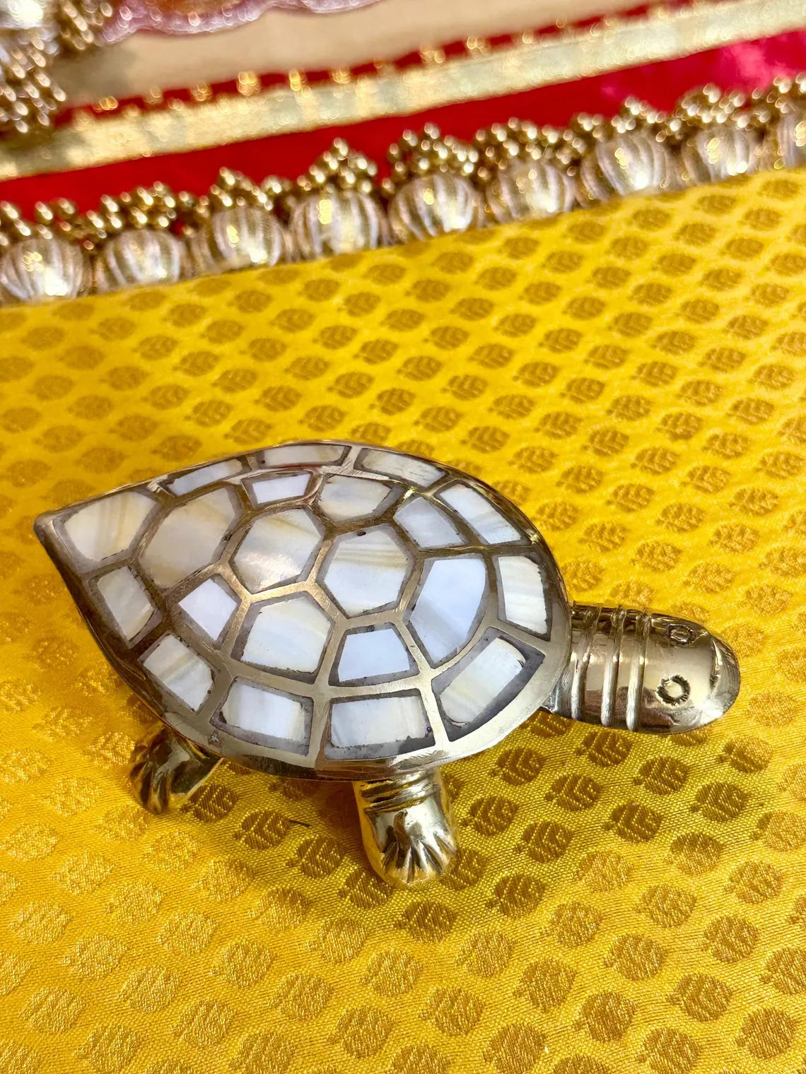 Brass Turtle Feng Shui Tortoise Mother of Pearl 4