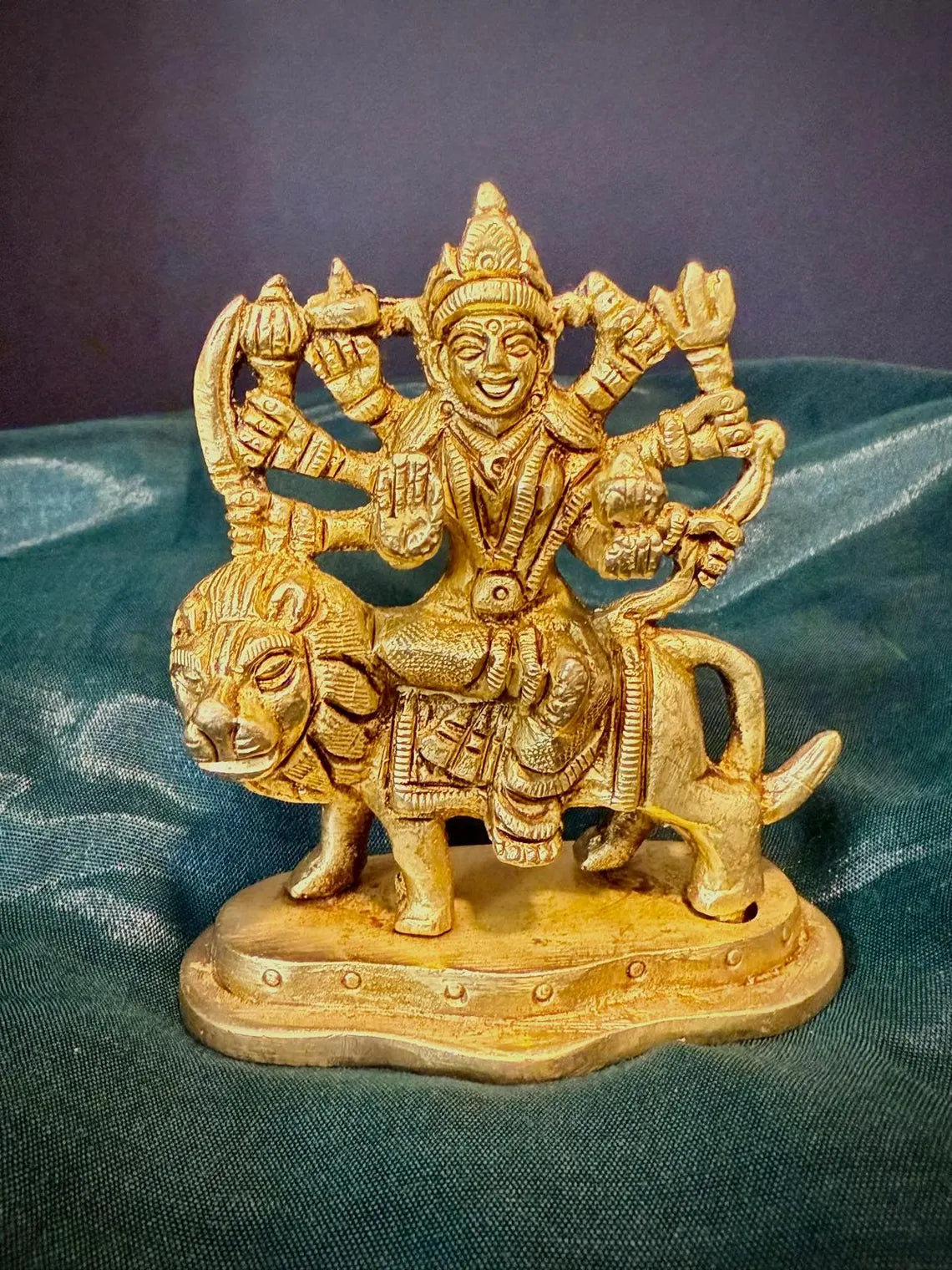 Brass Hindu God Goddess Statues Set Mataji Ganesha Sai Baba Krishna Durga 5-7 Inch 4
