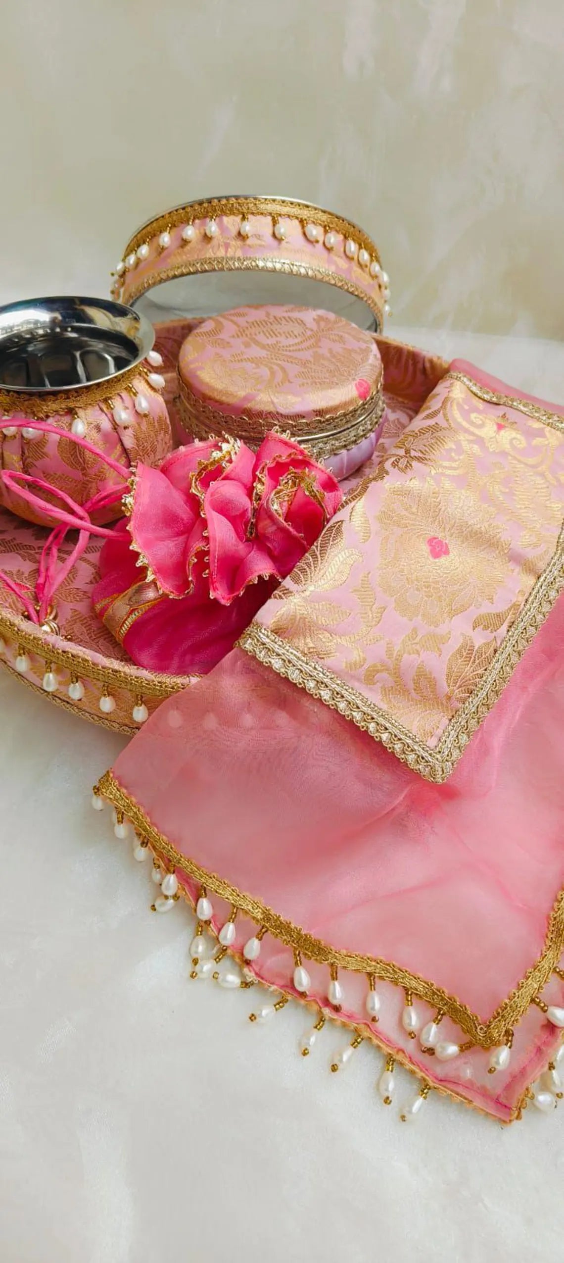 Fabric Karwa Thali Set 12 Inch 7