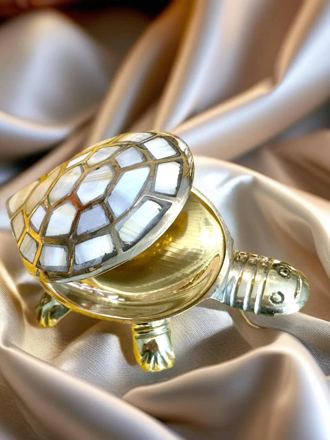 Brass Turtle Feng Shui Tortoise Mother of Pearl 5