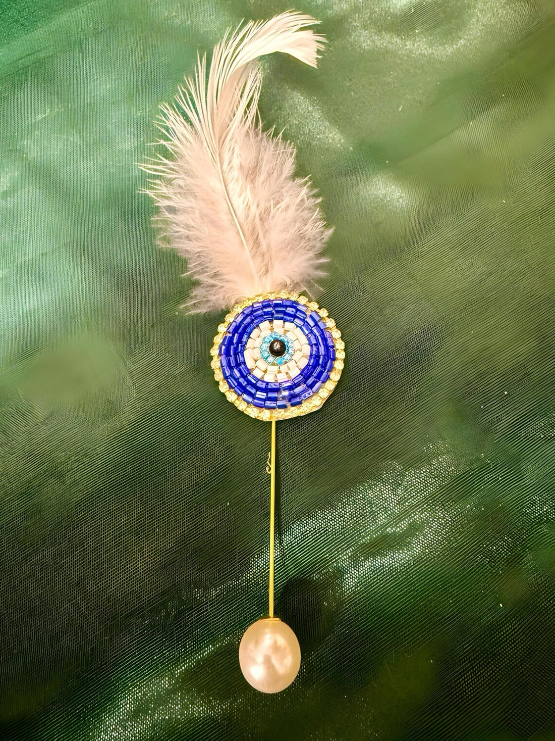 Stone Evil Eye Brooch Pin 6 Inch 1