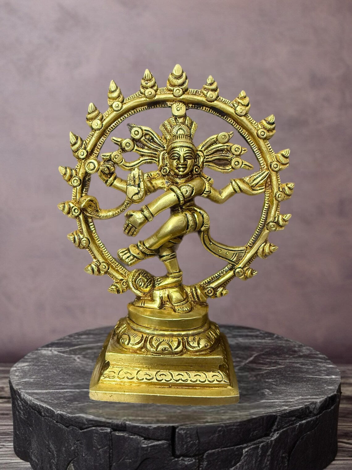 Brass Hindu God Goddess Statues Set Shiv Parivar Nataraj Radha Krishna Hanuman 5-7 Inch 6