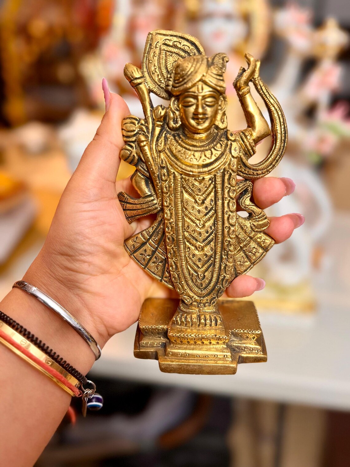 Brass Hindu God Goddess Statues Set Shiv Parivar Nataraj Radha Krishna Hanuman 5-7 Inch 5