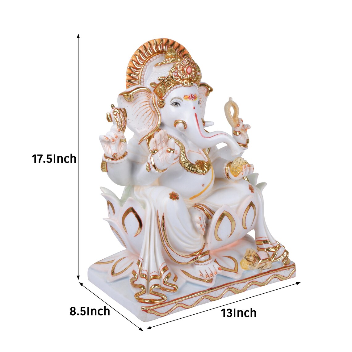 Pure Makrana Cultured Marble Ganesha 17 Inch 9