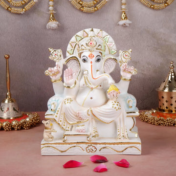 Pure Makrana Cultured Marble Ganesha 9 Inch 1