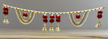 Beaded Door Toran 40 Inch Bandarwar, Pearl & Bead Wall Hanging, Diwali Home Decor, Entrance Decoration, Wedding Mandap Decor