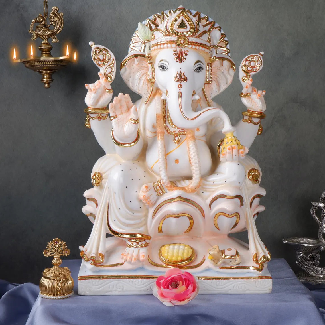 Pure Makrana Cultured Marble Ganesha 14 Inch 1