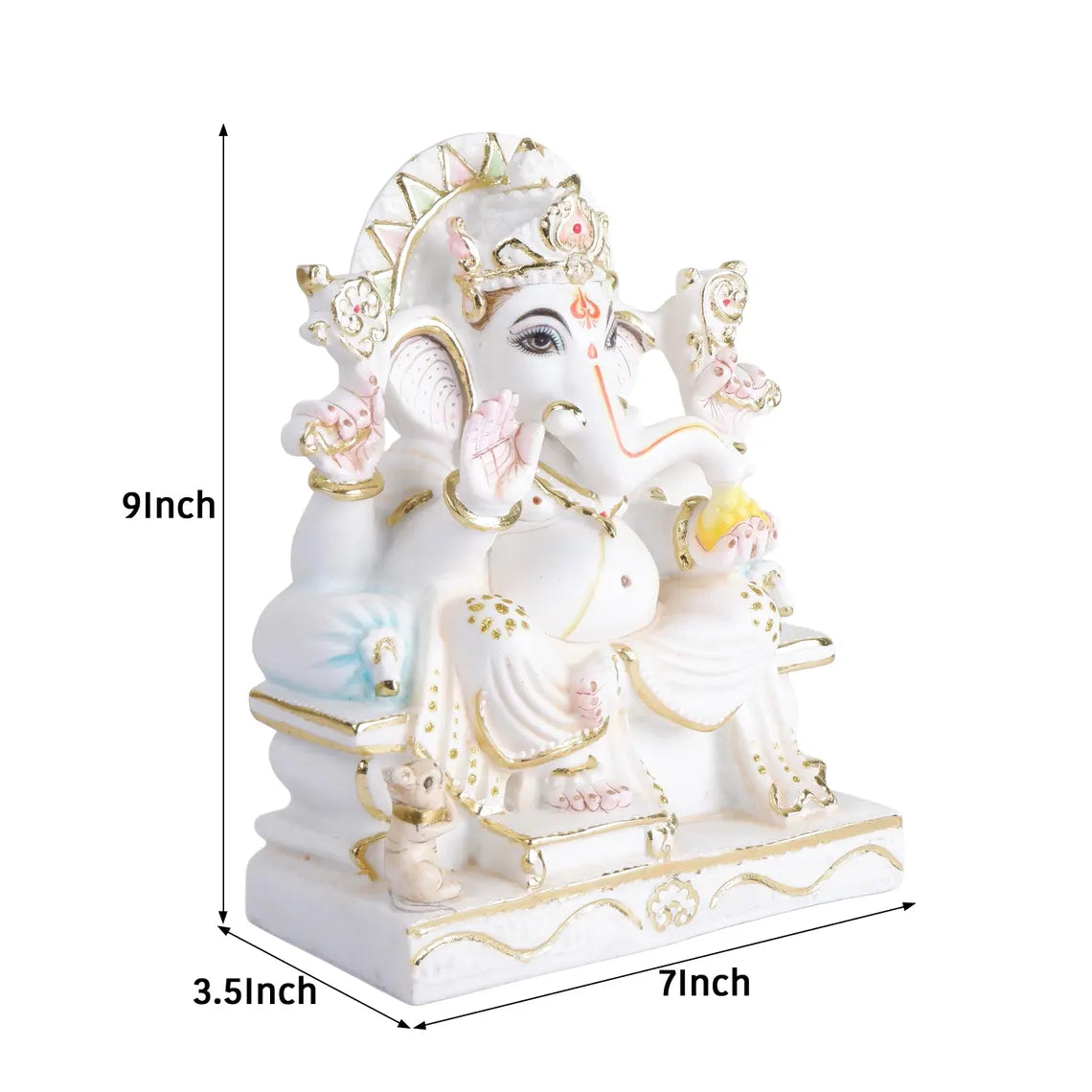 Pure Makrana Cultured Marble Ganesha 9 Inch 2